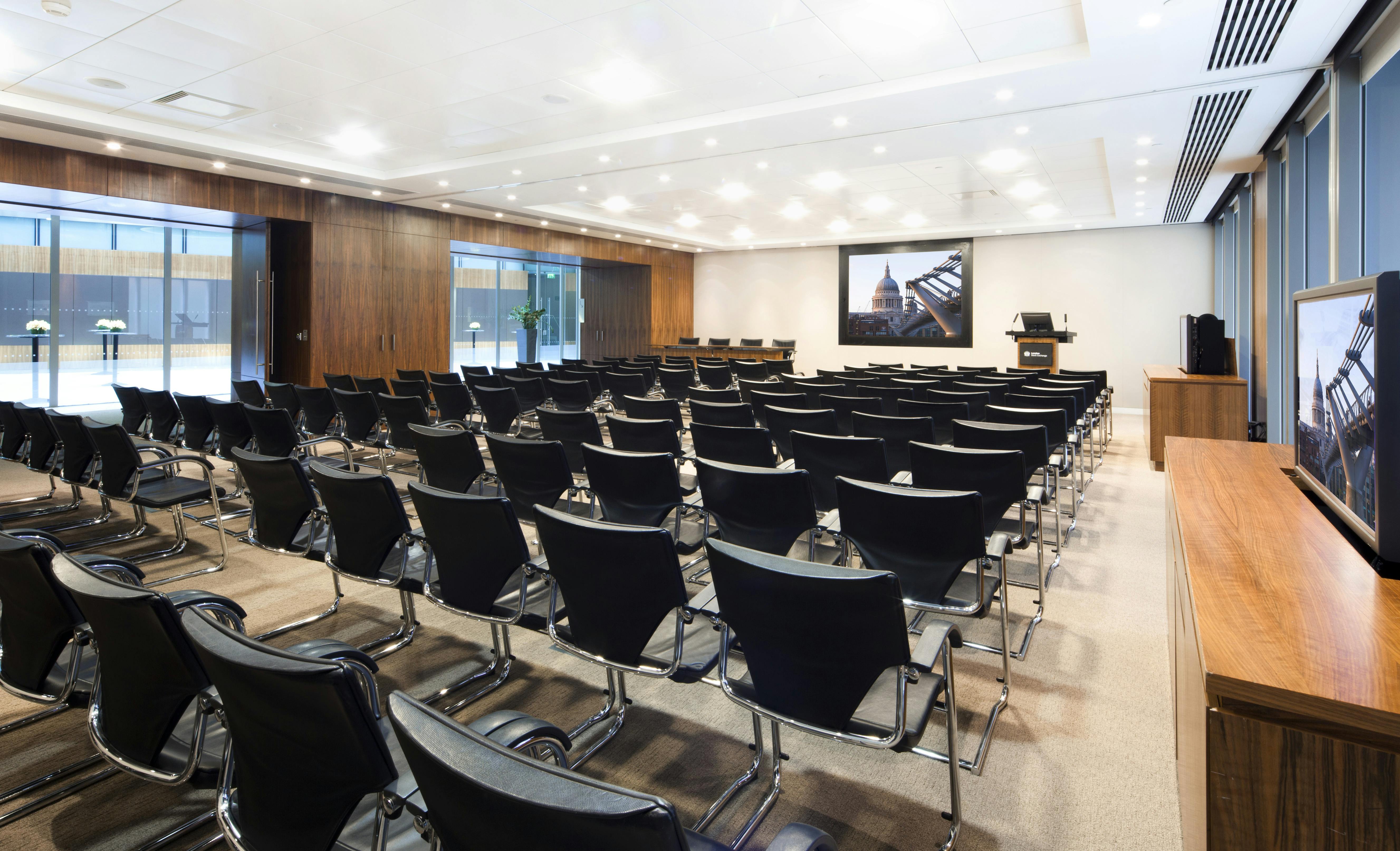 Modern conference room at London Stock Exchange, ideal for corporate meetings and workshops.